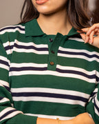 Green Striped Knit Sweater