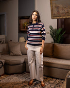 Navy Striped Knit Sweater
