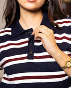 Navy Striped Knit Sweater