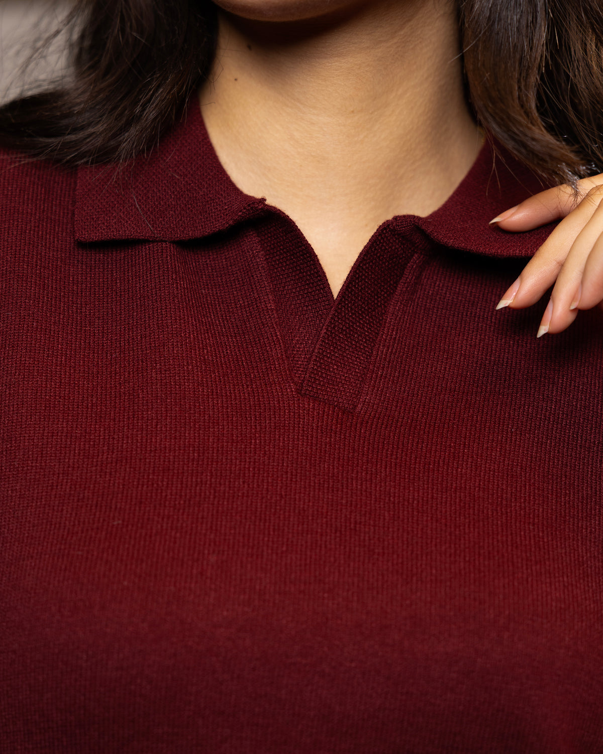 Burgundy Basic Knit Sweater