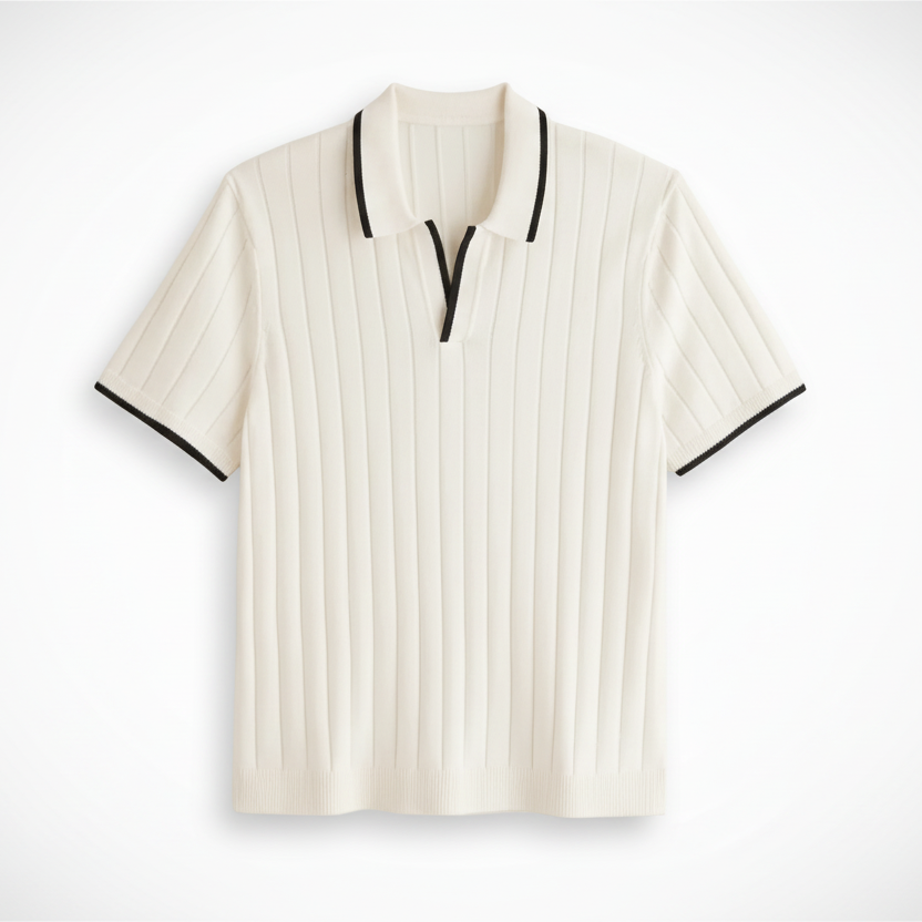 White Classic Knit Polo - Her