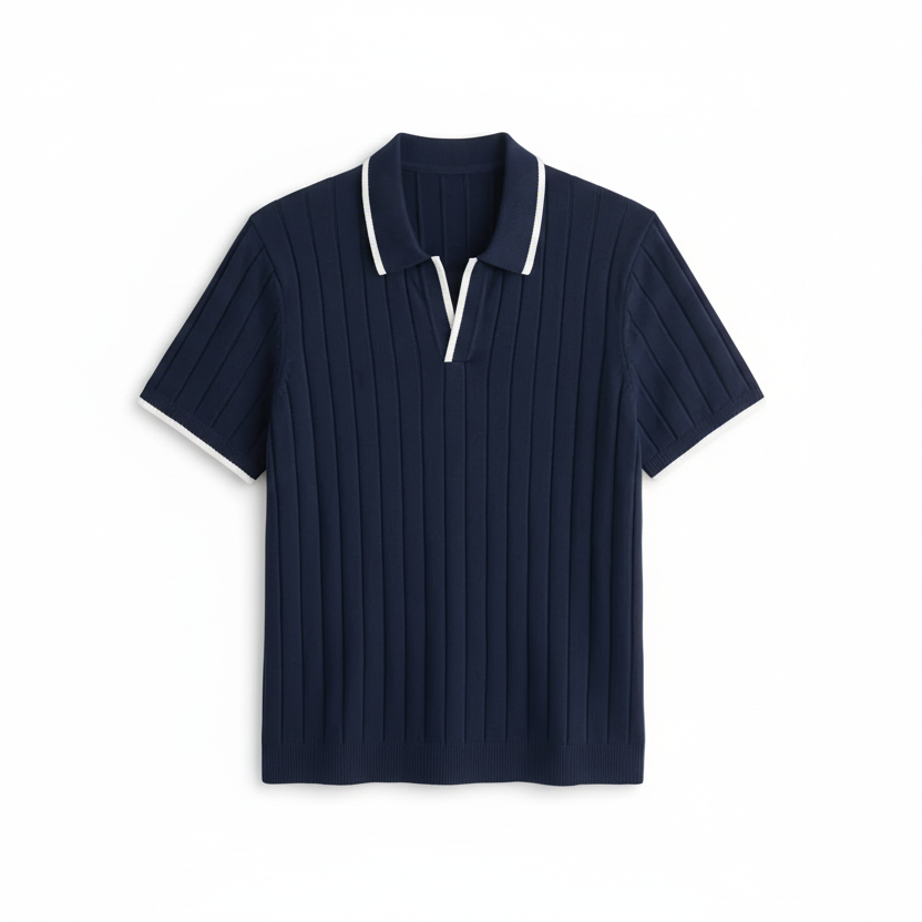 Navy Classic Knit Polo - Her
