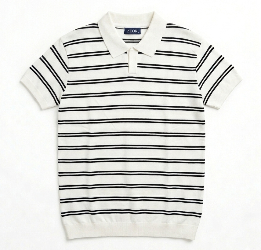 Elite White Stripe Polo