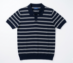 Elite Navy Striped Polo - Him