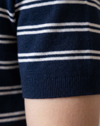Elite Navy Striped Polo - Him