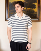 Elite White Striped Polo - Him
