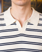 Elite White Striped Polo - Him