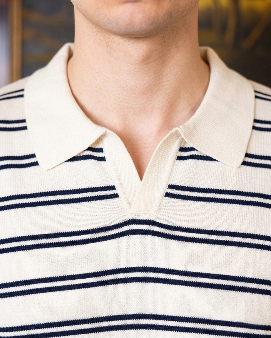 Elite White Stripe Polo