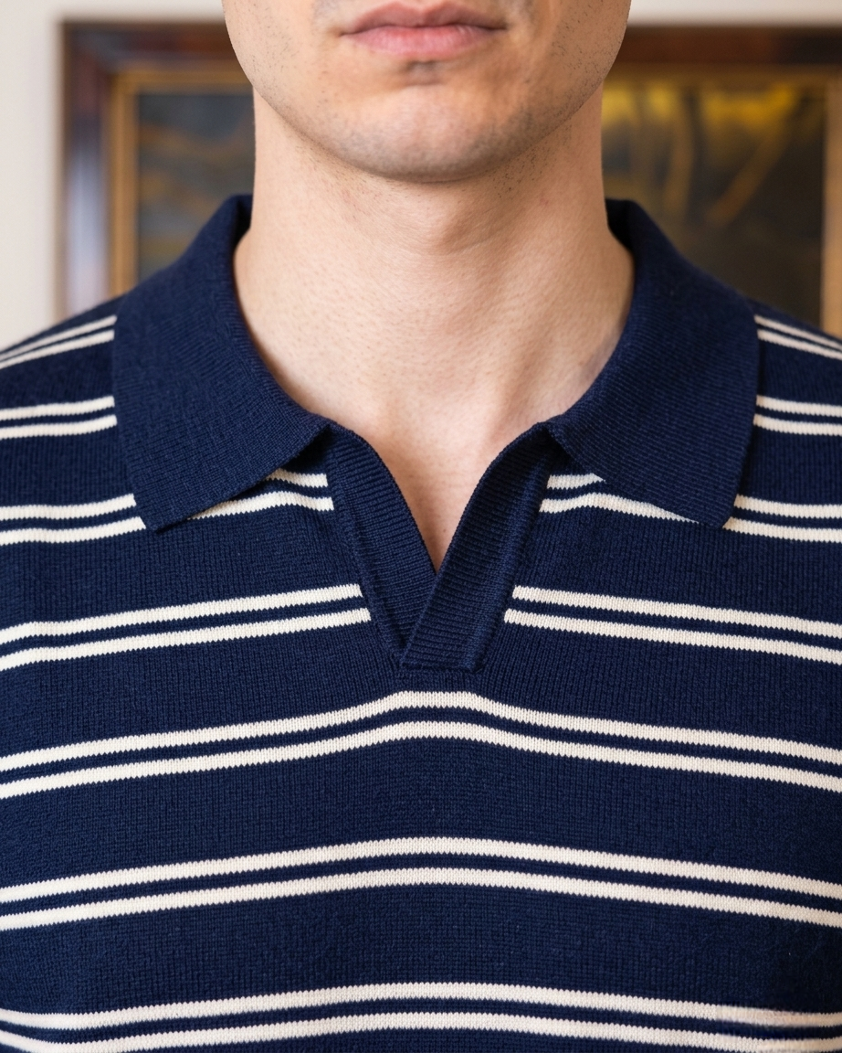 Elite Navy Stripe Polo