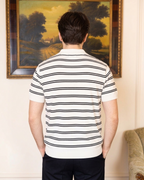 Elite White Striped Polo - Him