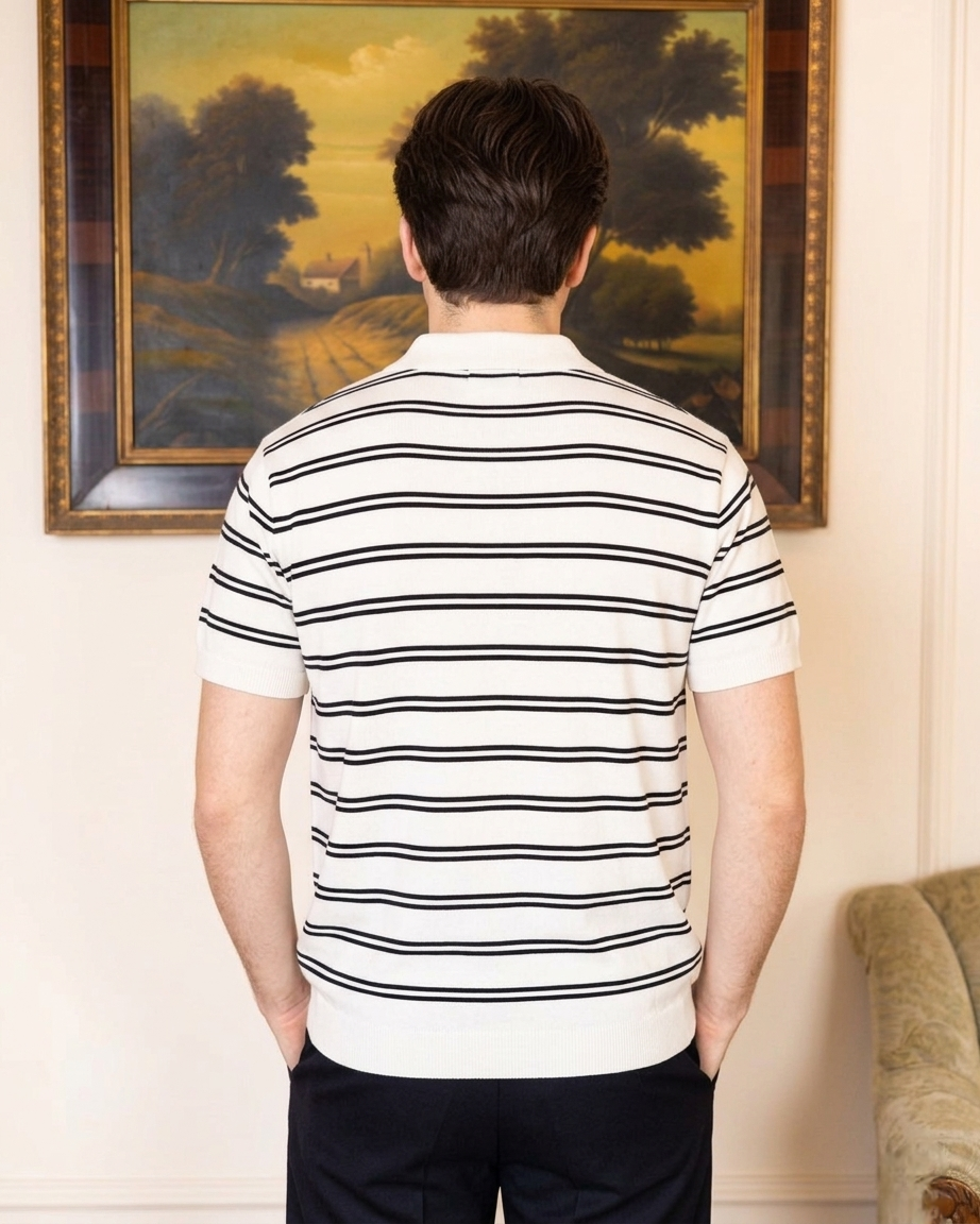 Elite White Stripe Polo