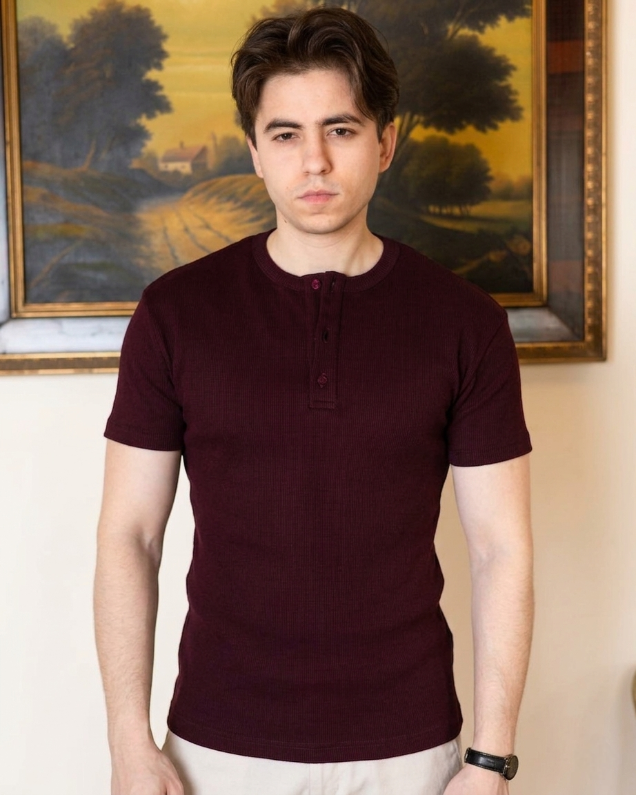 Burgundy Henley Shirt