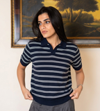 Elite Navy Striped Polo - Her