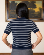 Elite Navy Striped Polo - Her