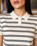 Elite White Striped Polo - Her