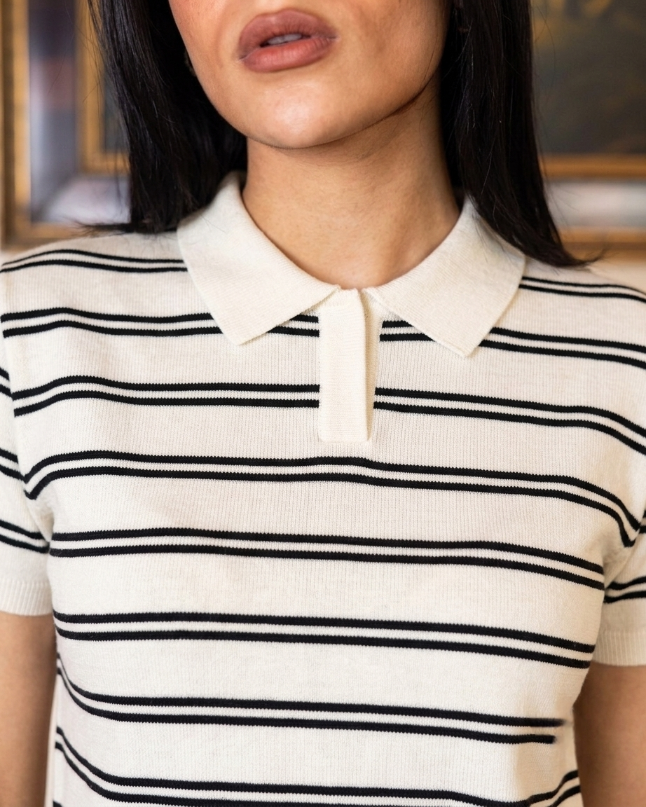 Elite White Striped Polo - Her