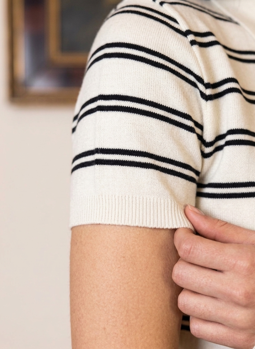 Elite White Striped Polo - Her