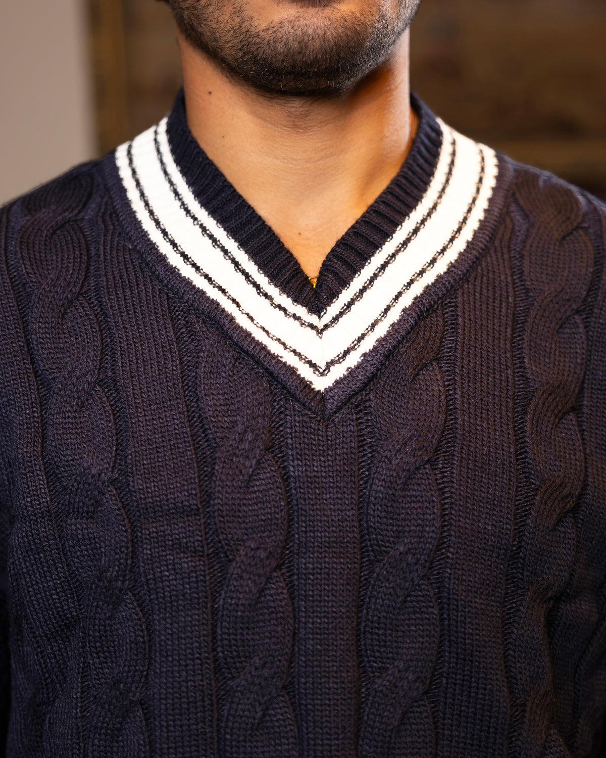 Navy Cable Knit Sweater