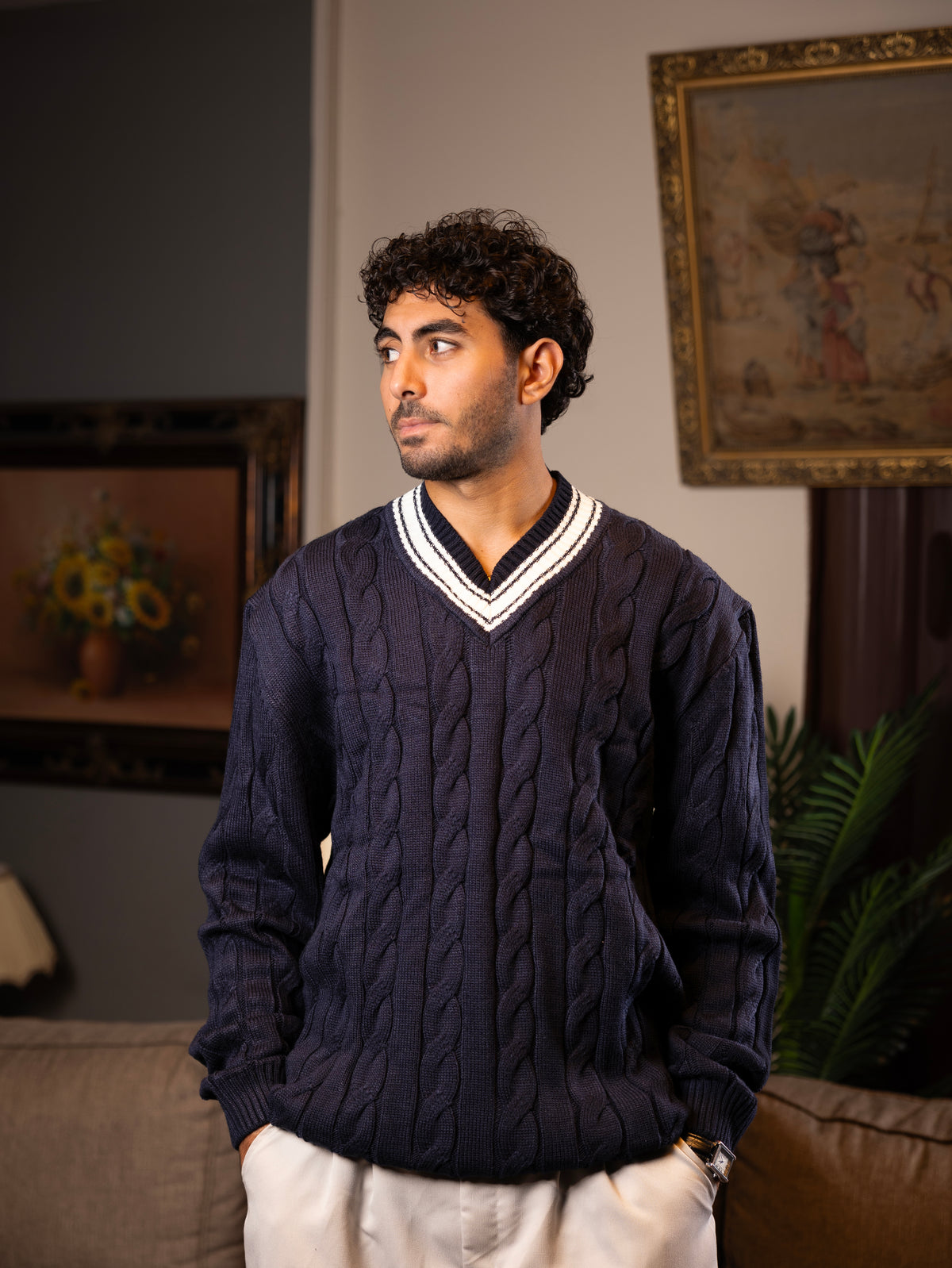 Navy Cable Knit Sweater