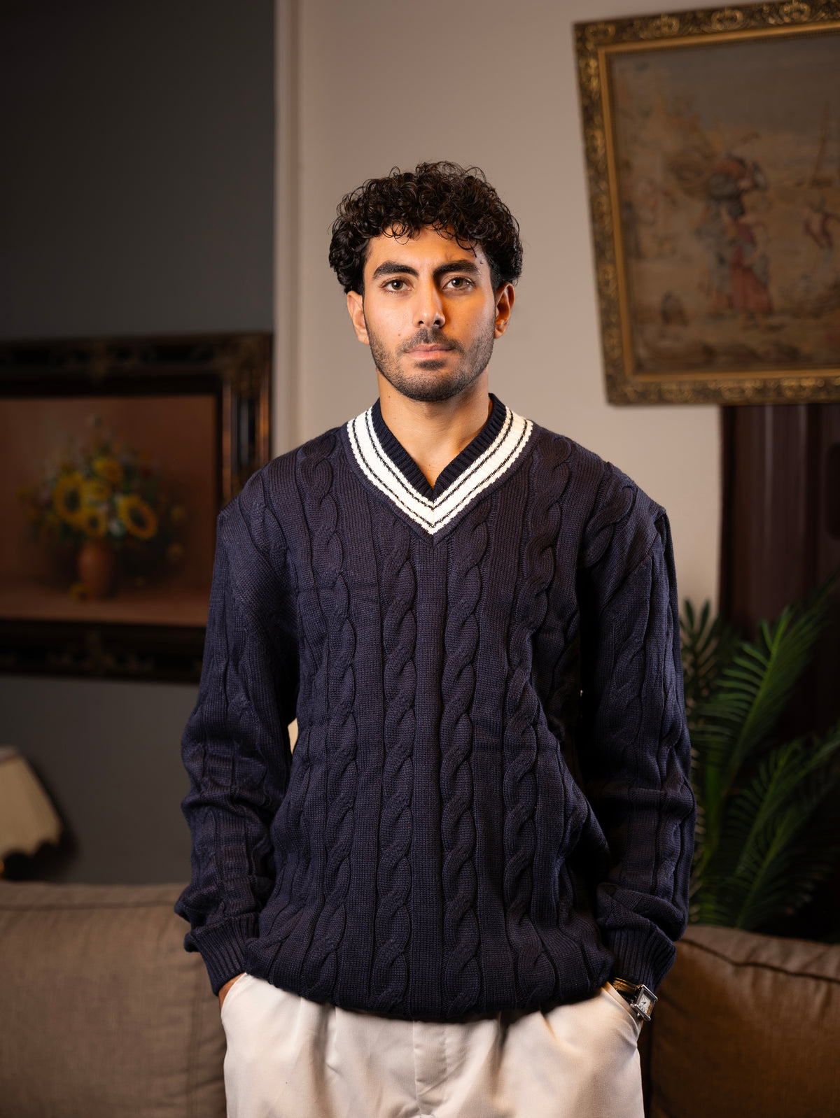 Navy Cable Knit Sweater