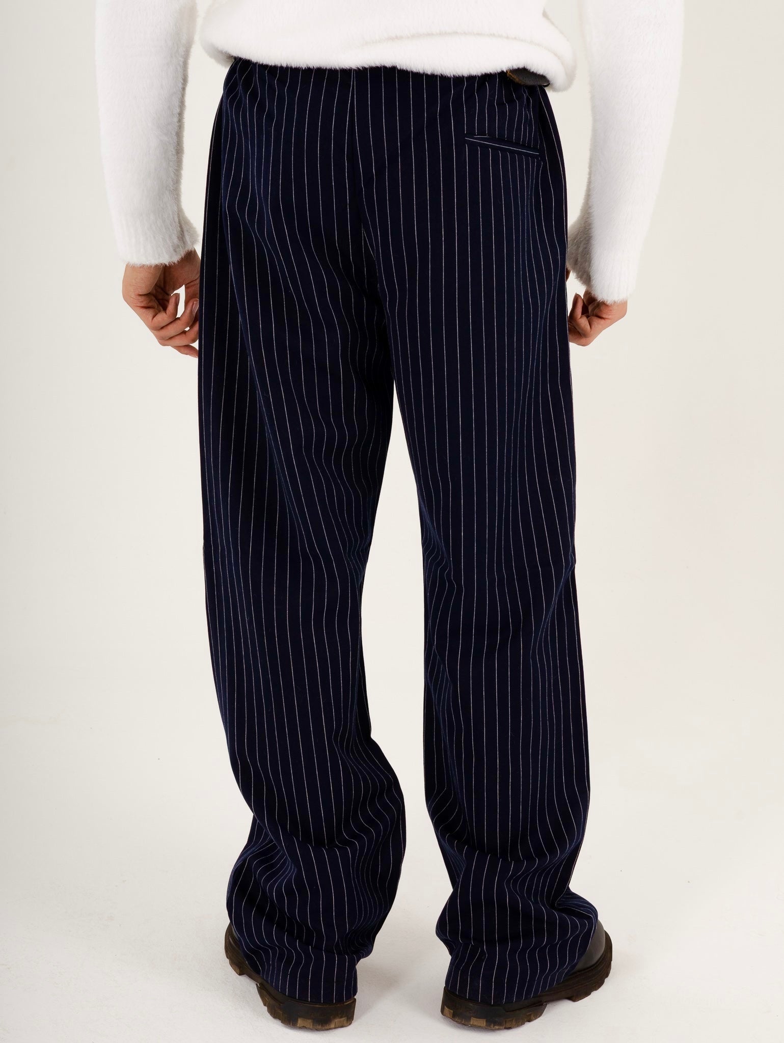 Navy Pinstriped Pants