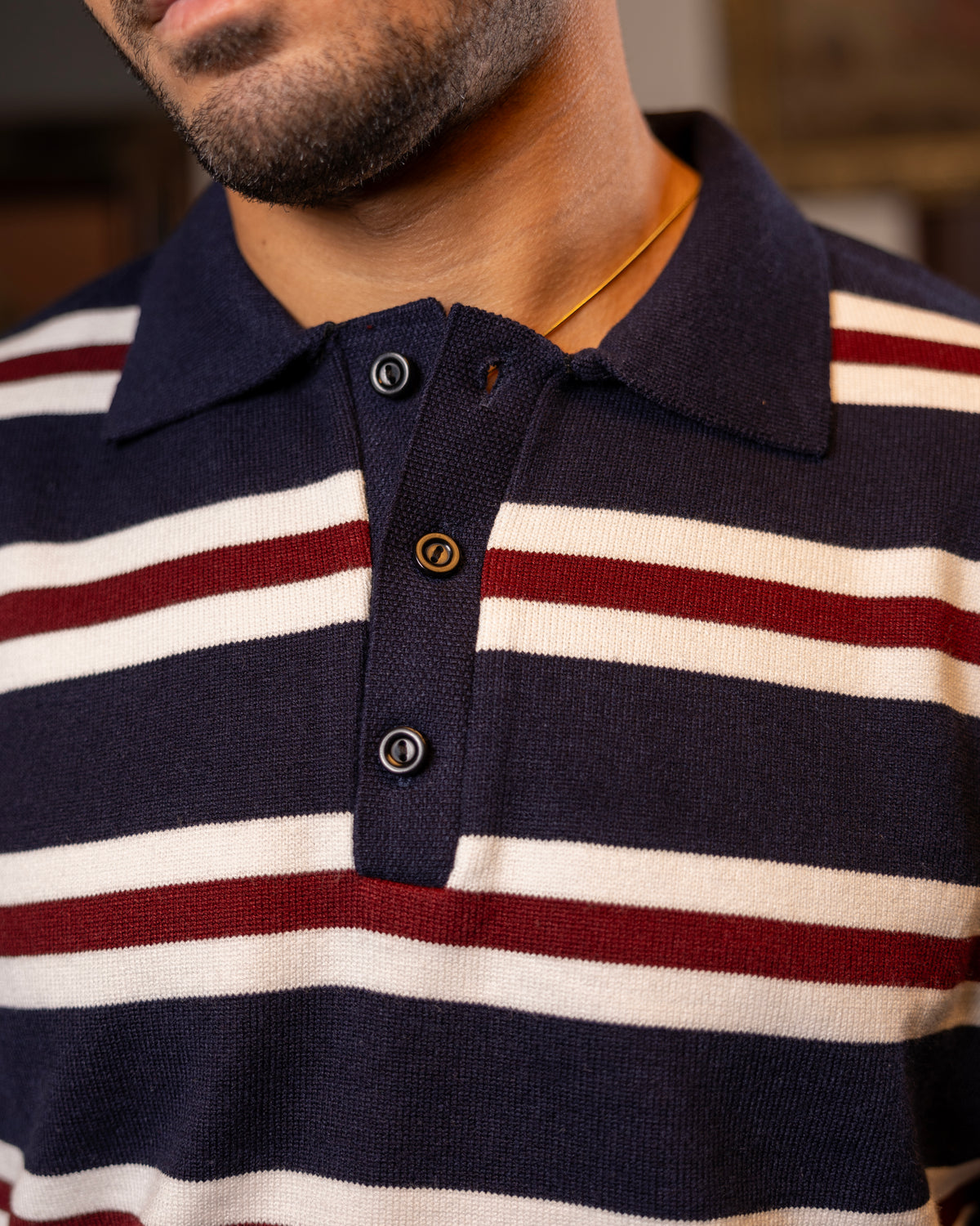 Navy Striped Knit Sweater