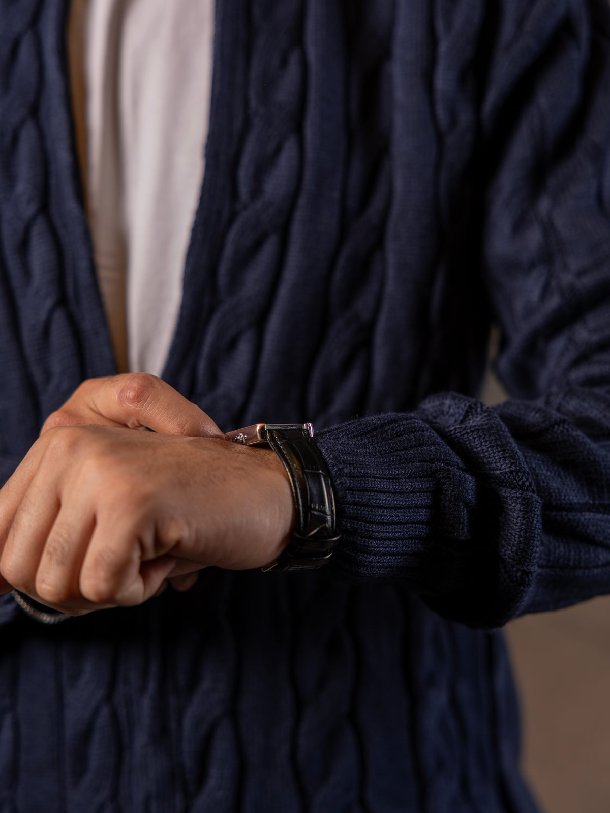 Navy Cable Knit Sweater