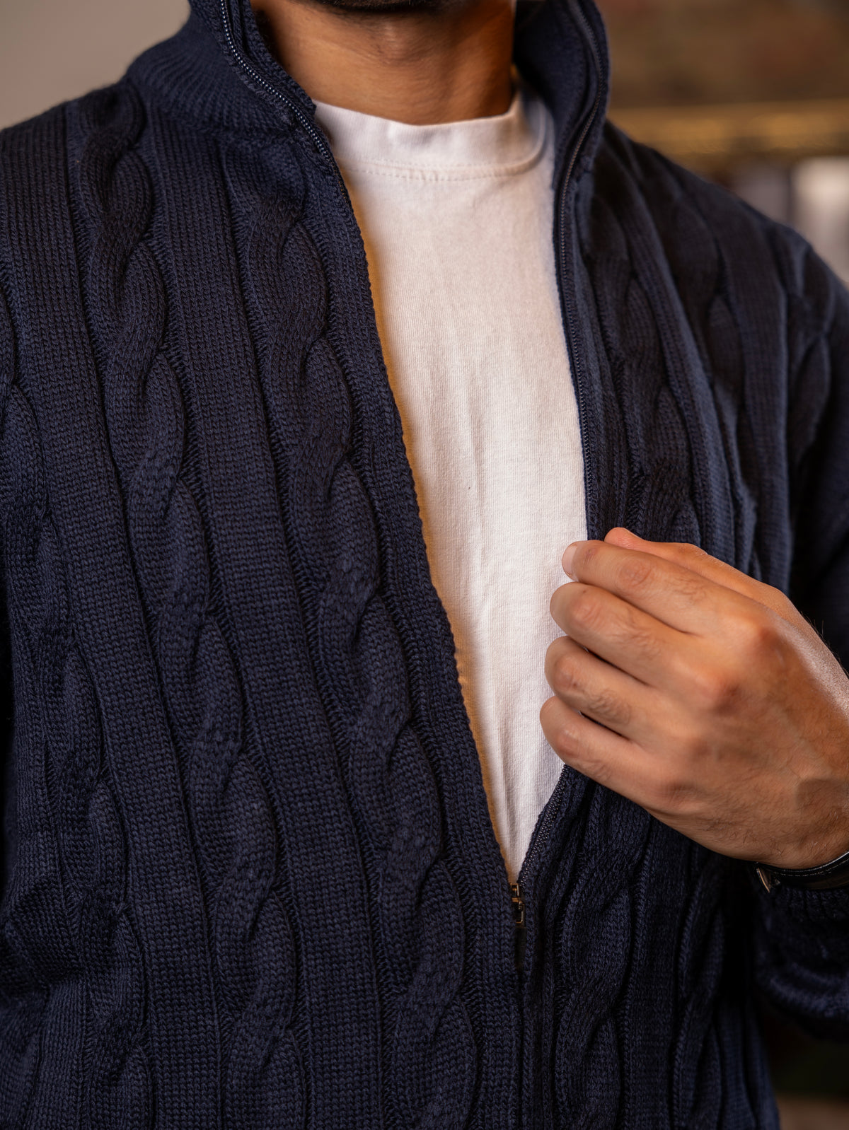 Navy Cable Knit Sweater