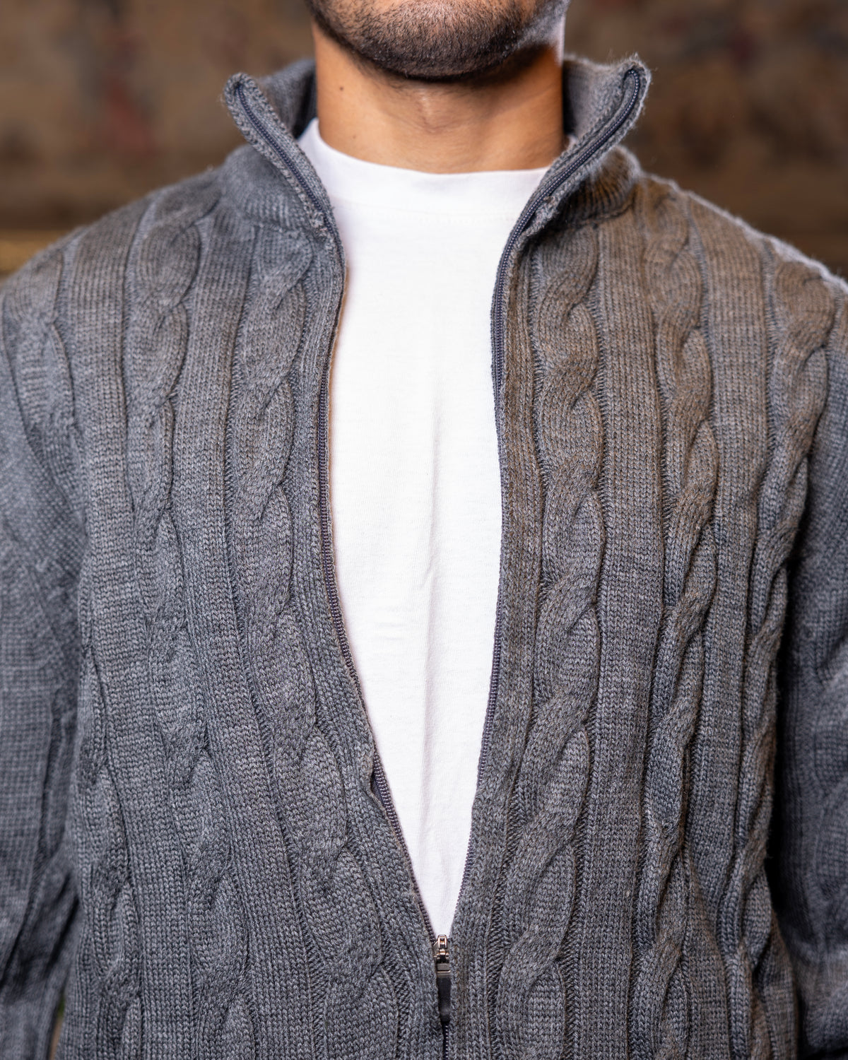 Grey Cable Knit Sweater