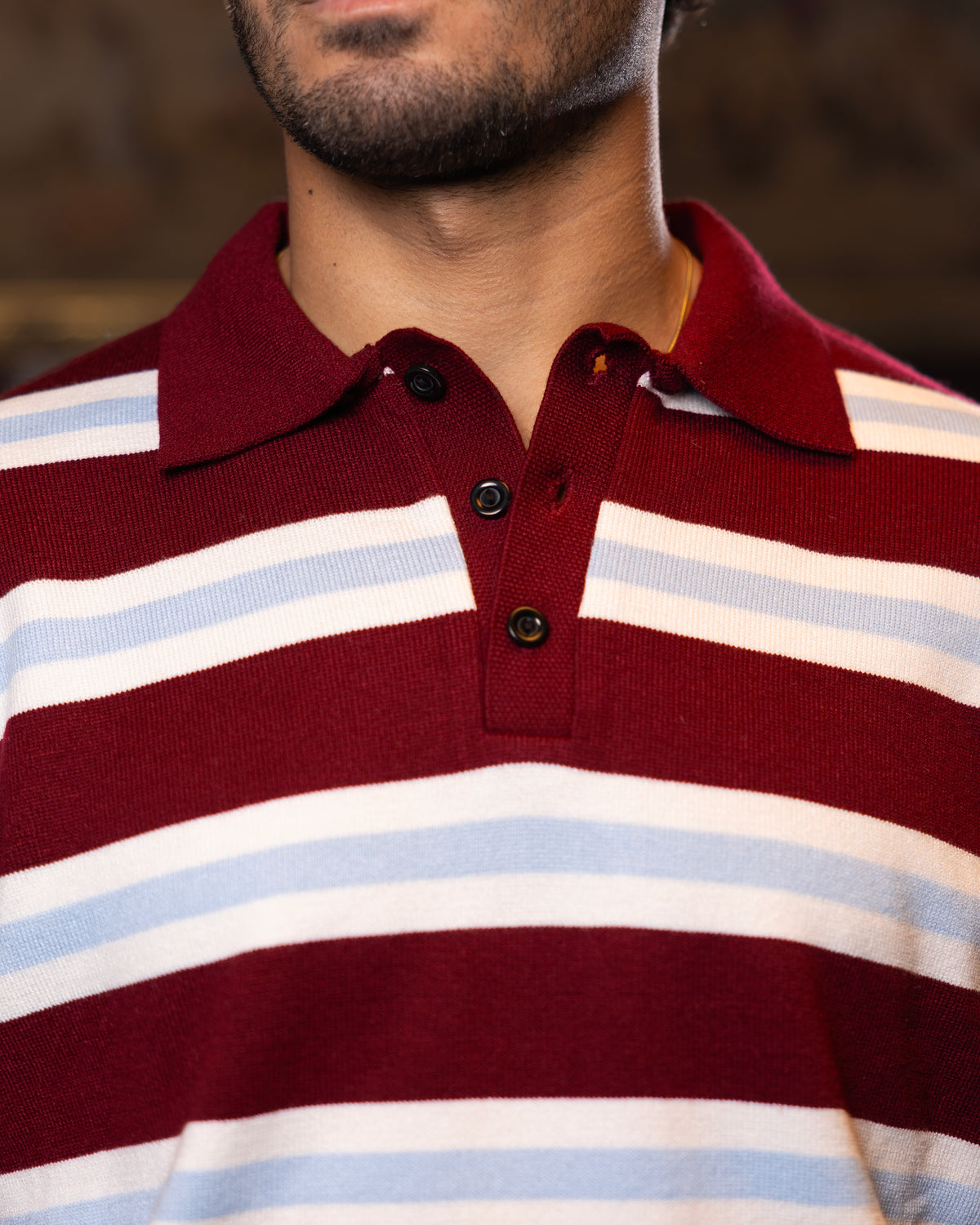 Burgundy Striped Knit Sweater