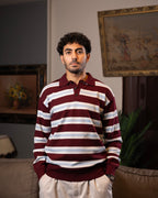 Burgundy Striped Knit Sweater