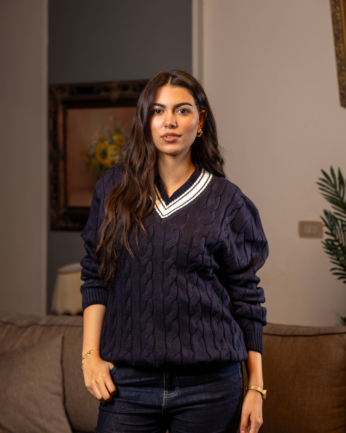 Navy Cable Knit Sweater