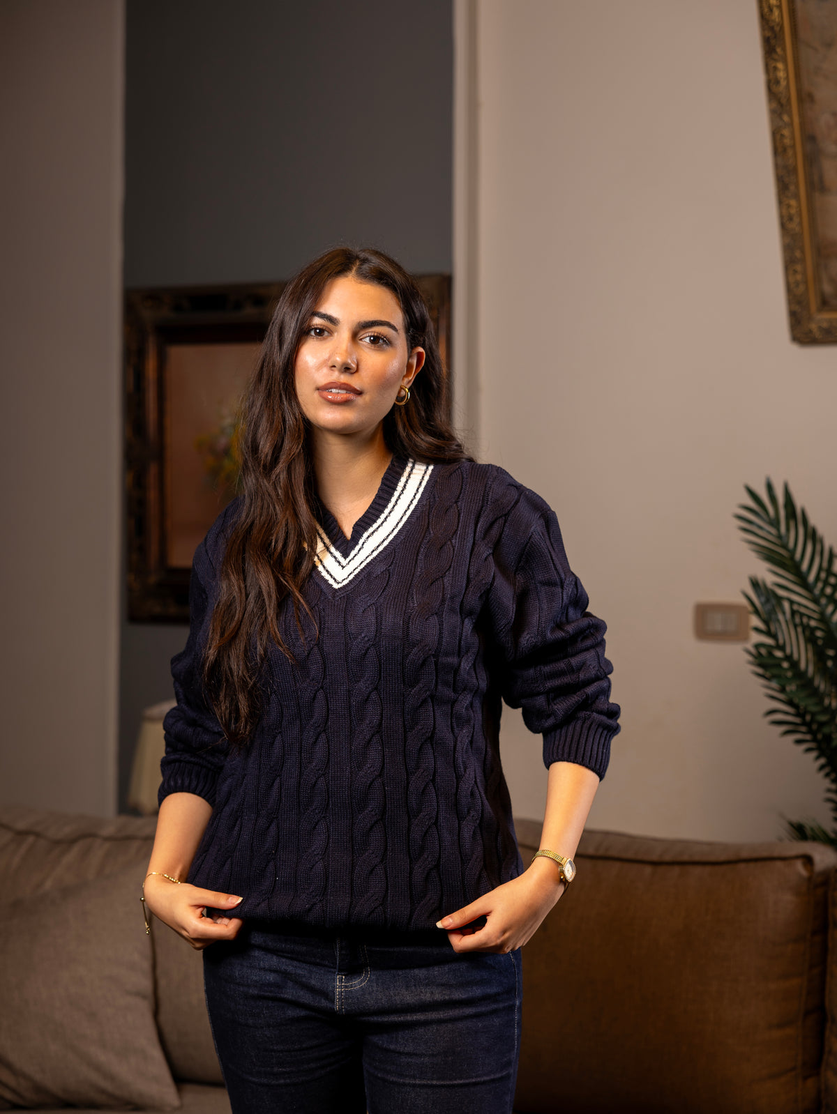 Navy Cable Knit Sweater