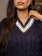 Navy Cable Knit Sweater