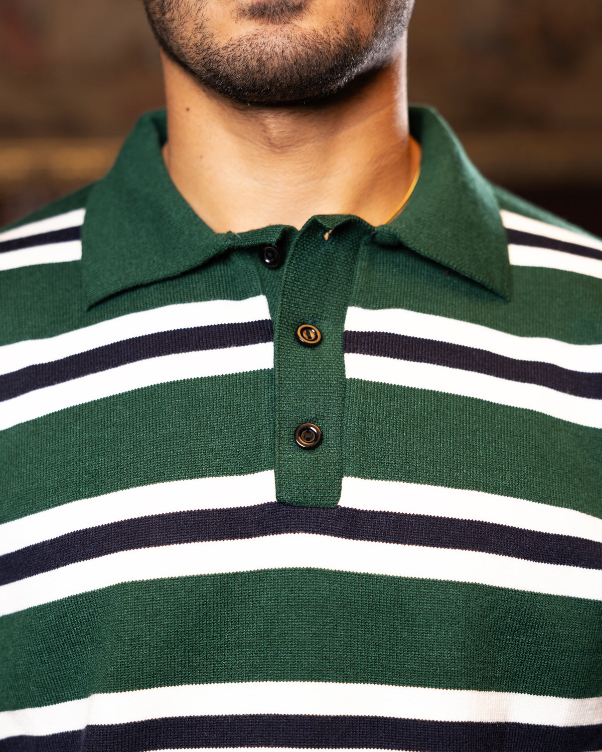 Green Striped Knit Sweater