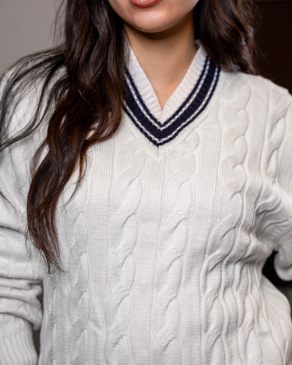 Off White V Neck Sweater