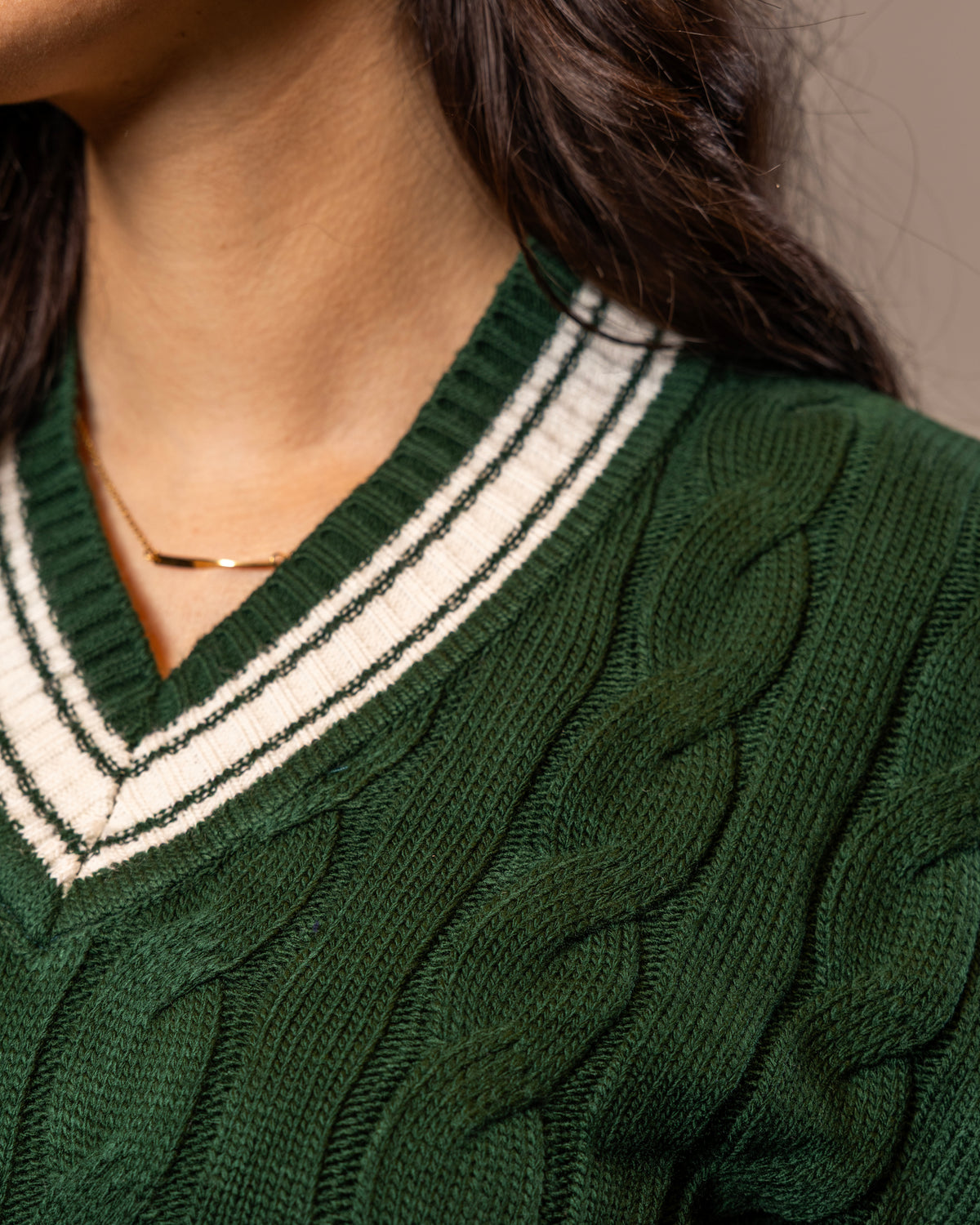 Dark Green V Neck Sweater