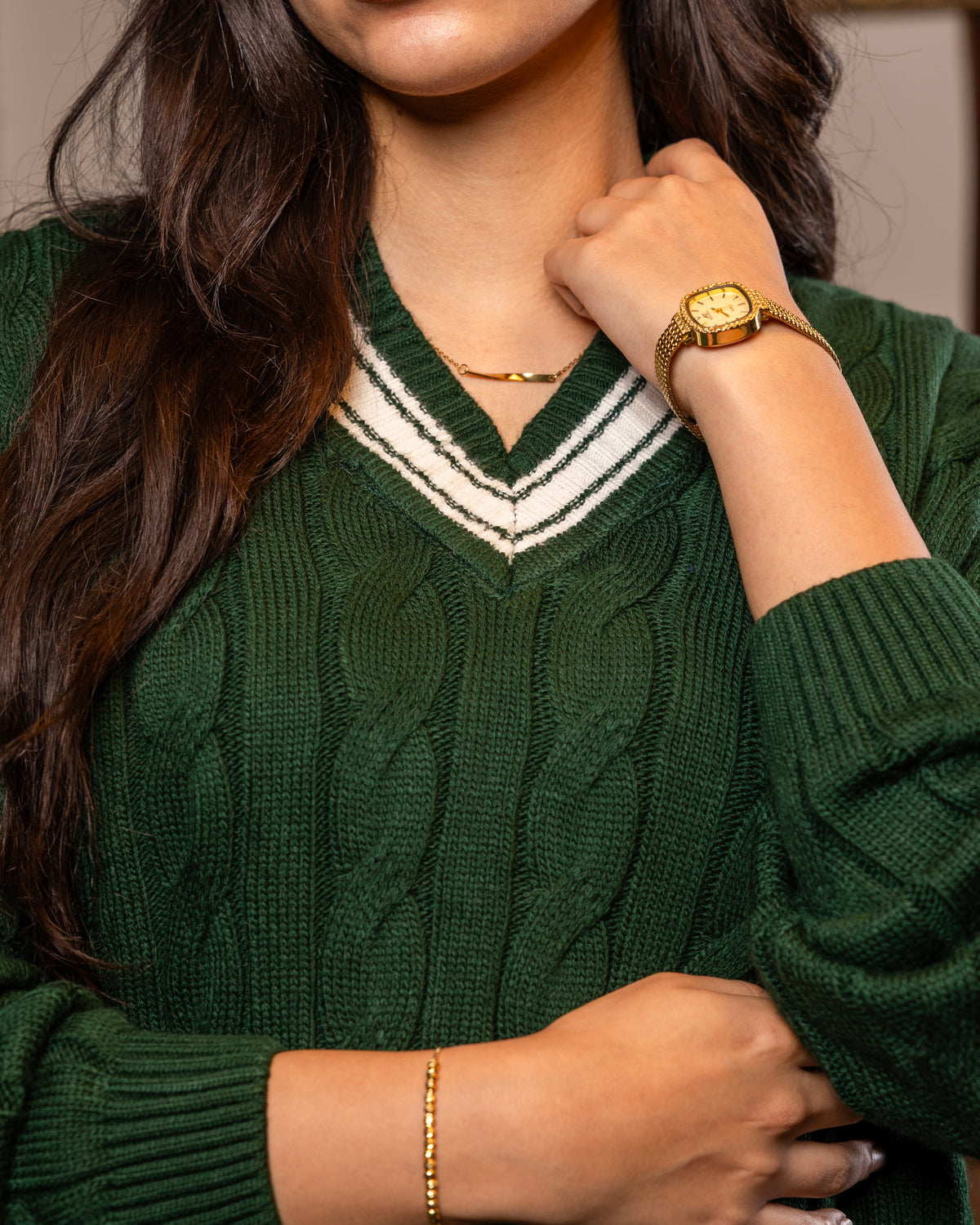 Dark Green V Neck Sweater