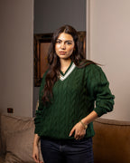 Dark Green V Neck Sweater