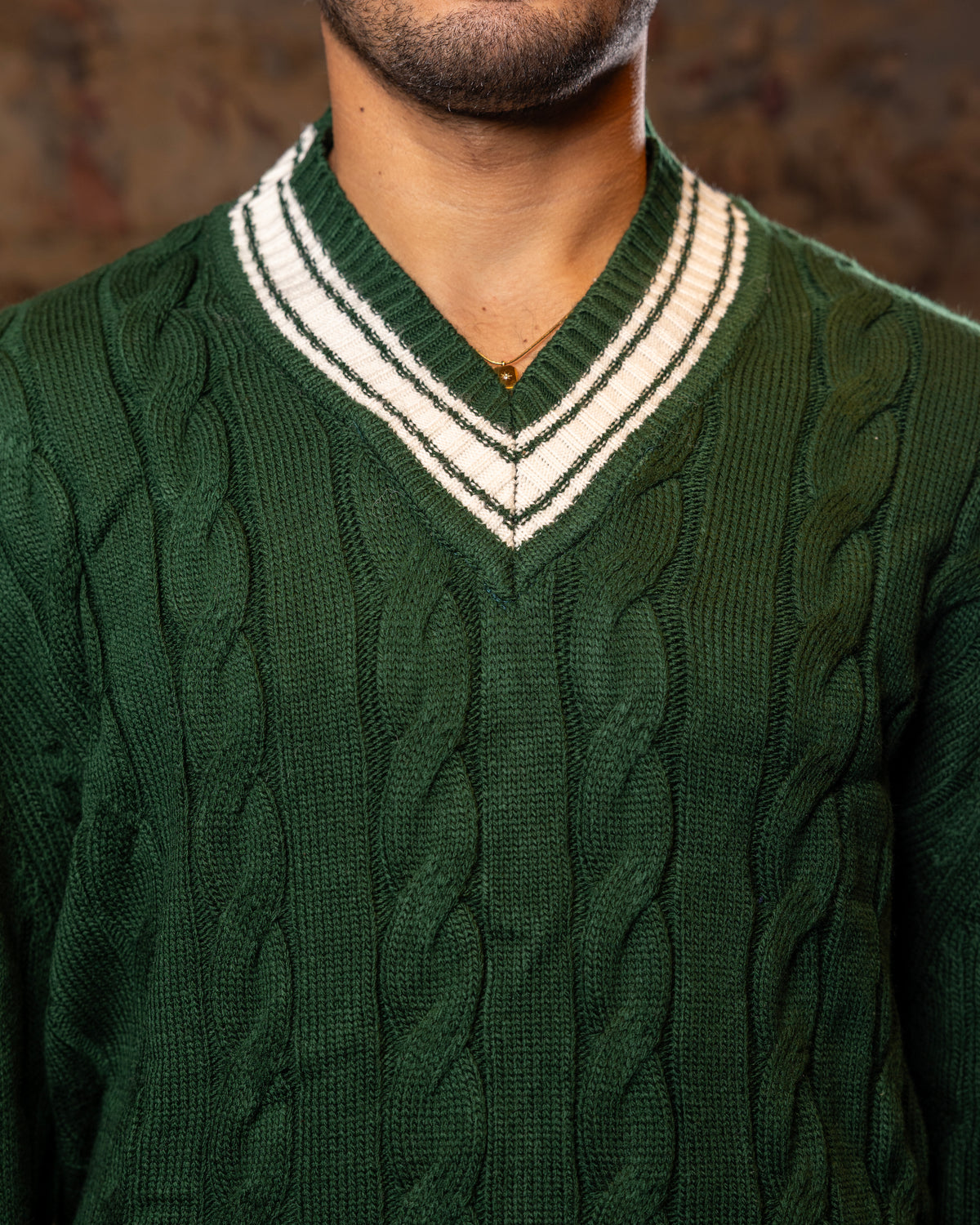 Dark Green V Neck Sweater