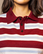 Burgundy Striped Knit Sweater