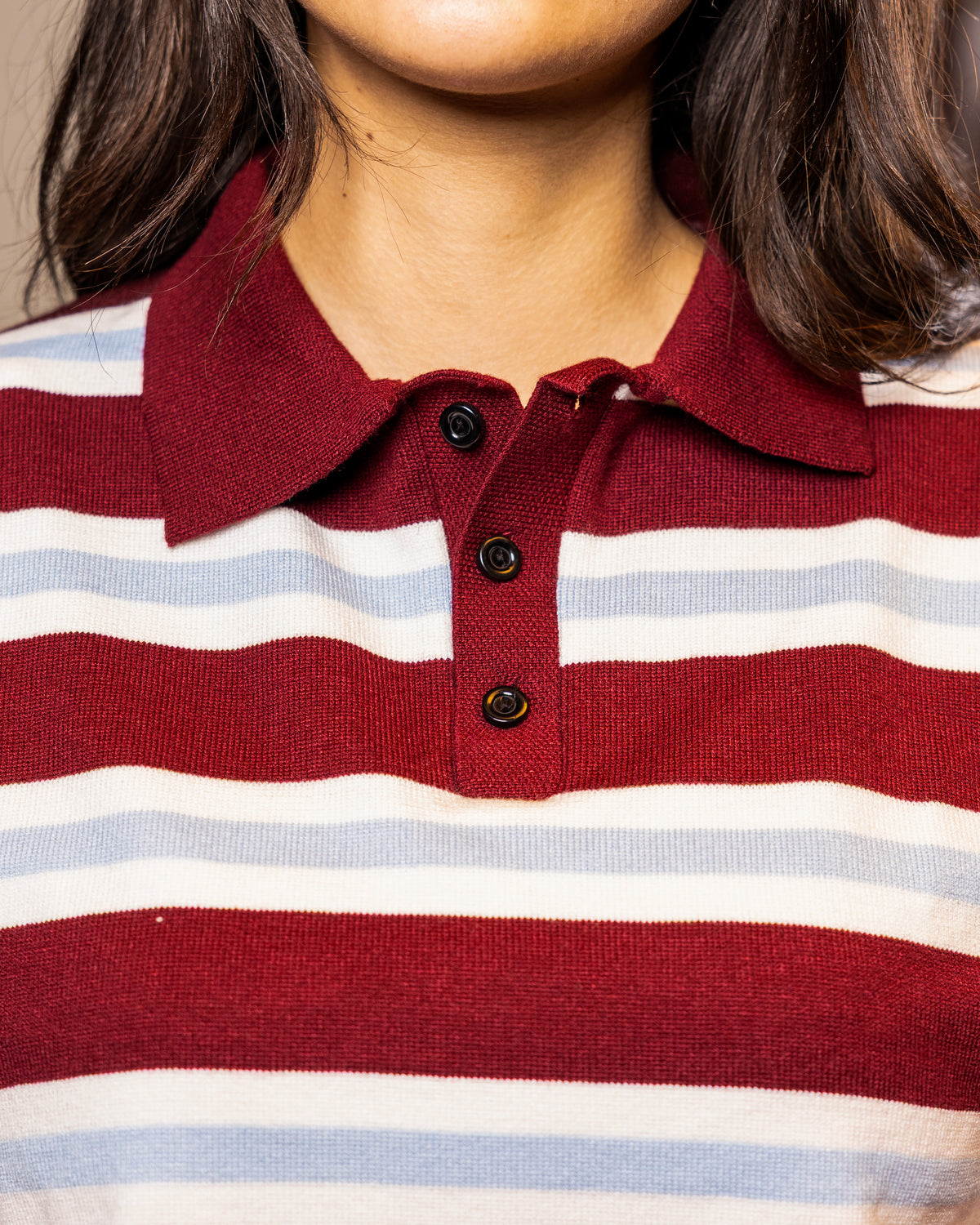Burgundy Striped Knit Sweater