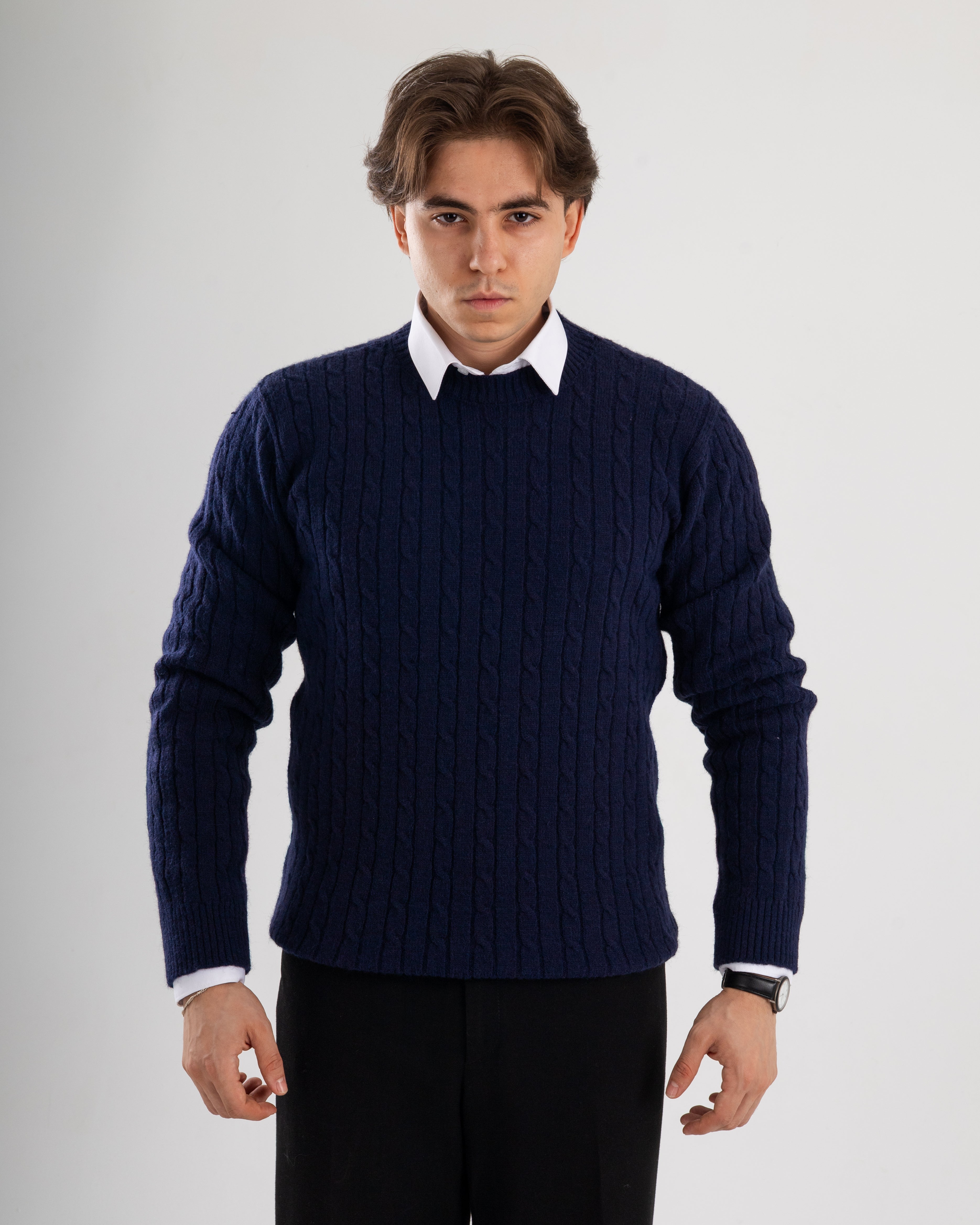 Navy Twist Knit Sweater