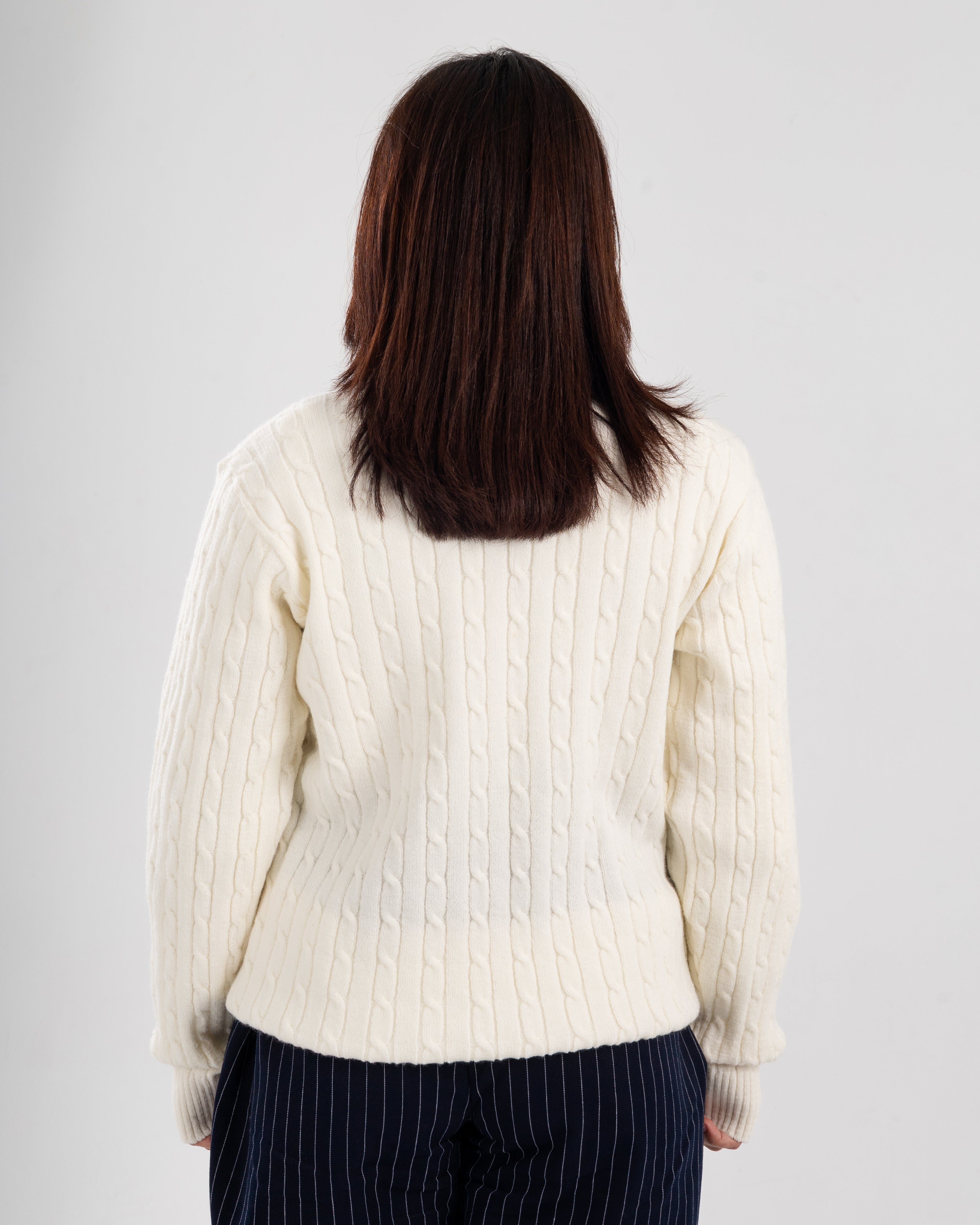 White Twist Knit Sweater