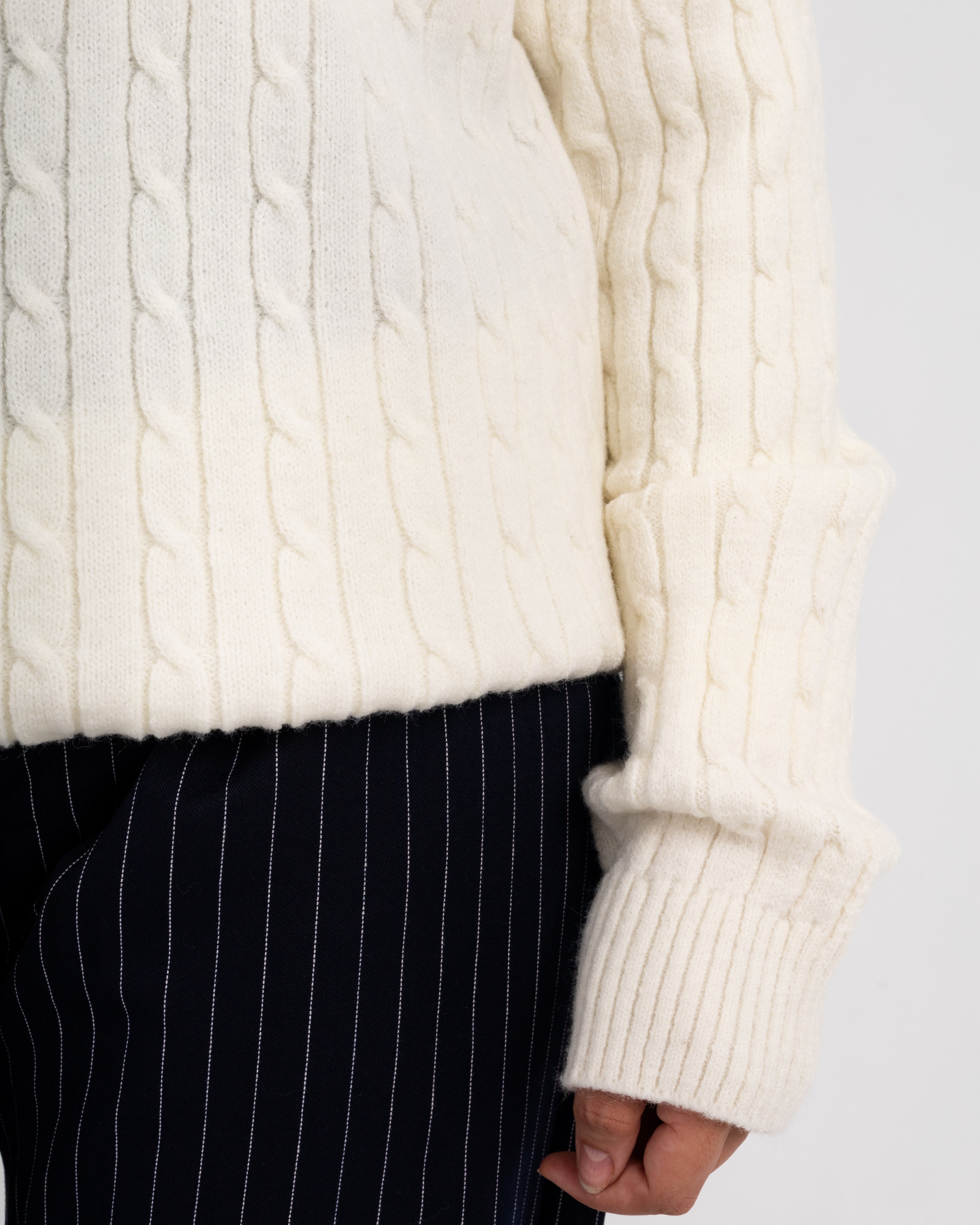White Twist Knit Sweater