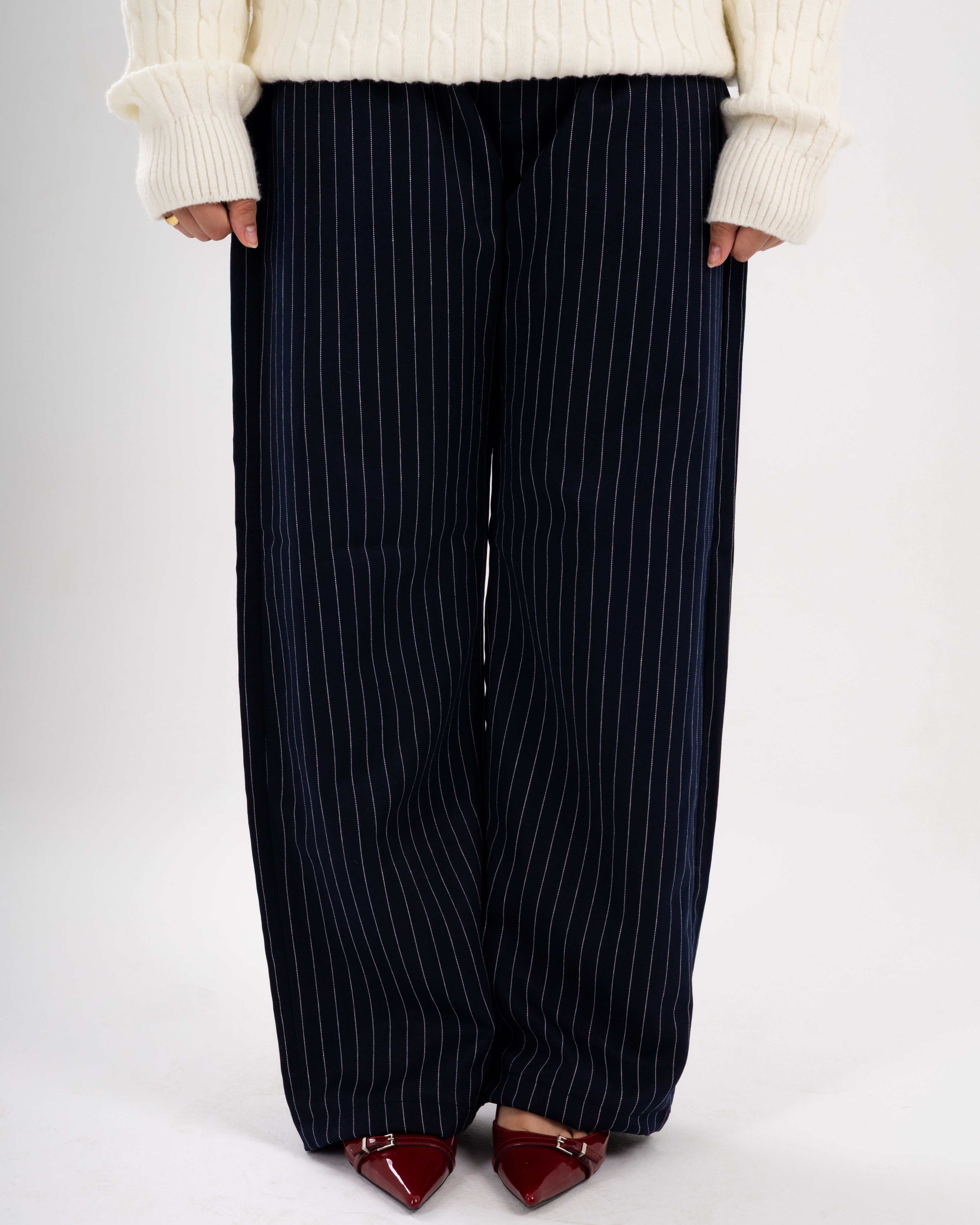 Pinstriped Navy Pants