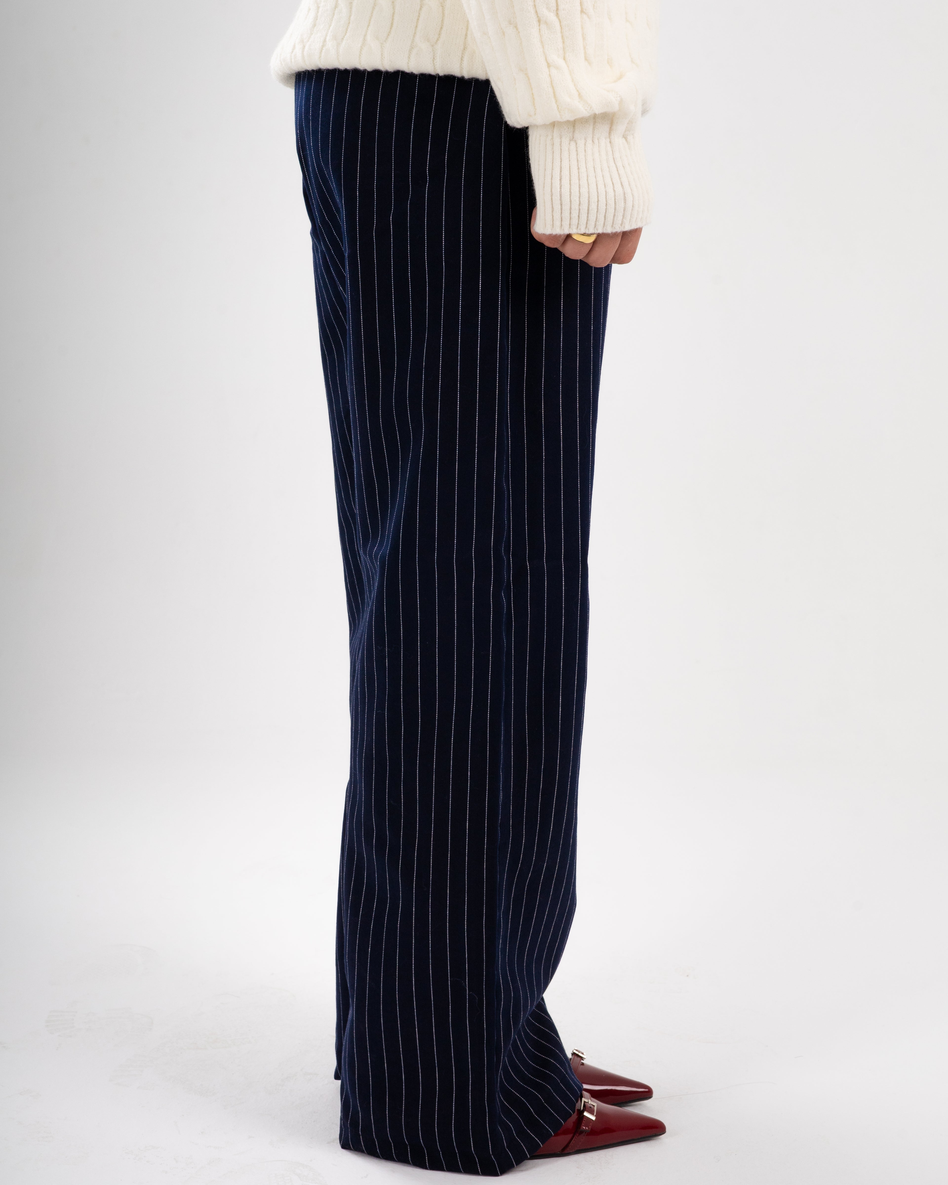 Pinstriped Navy Pants