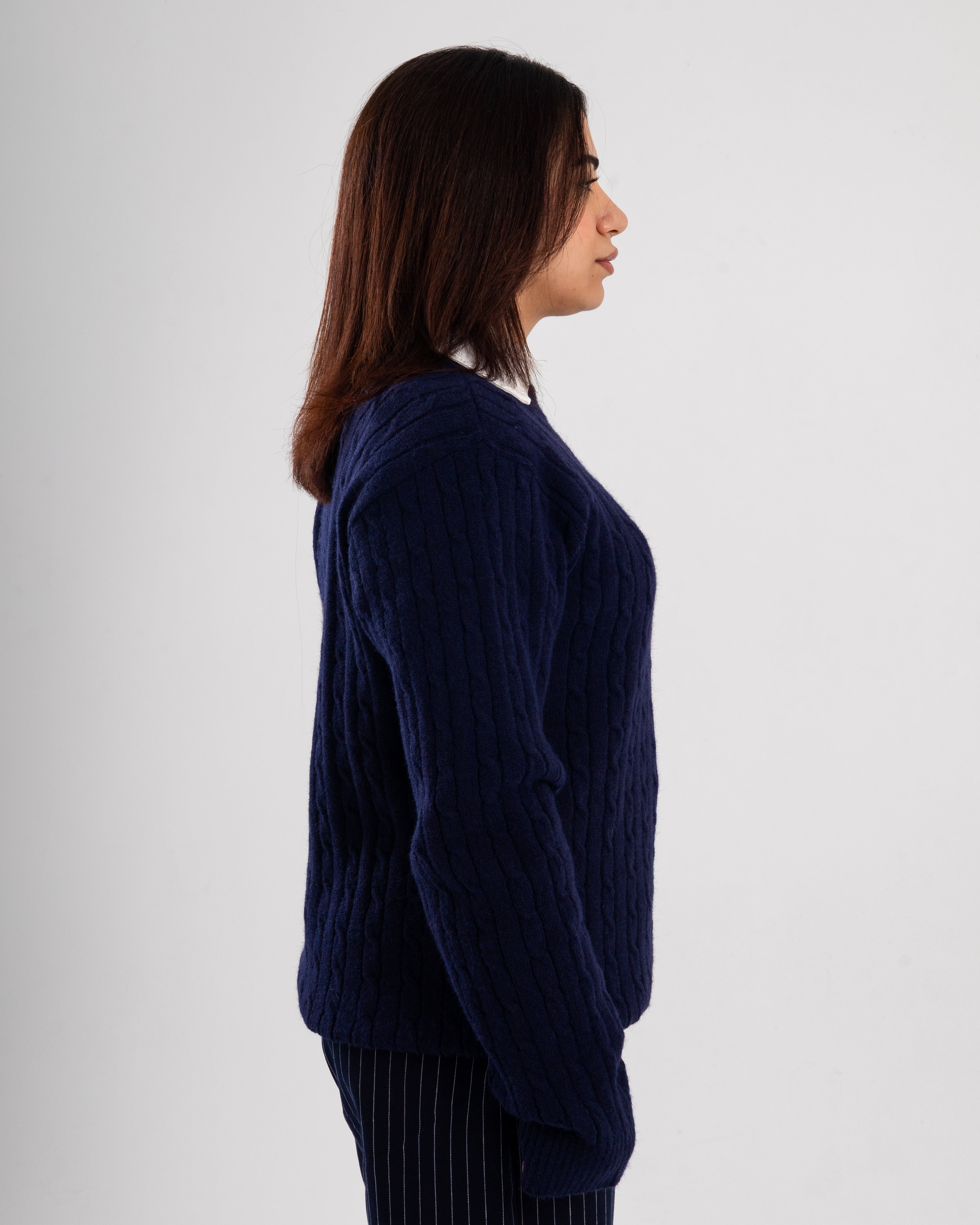 Navy Twist Knit Sweater