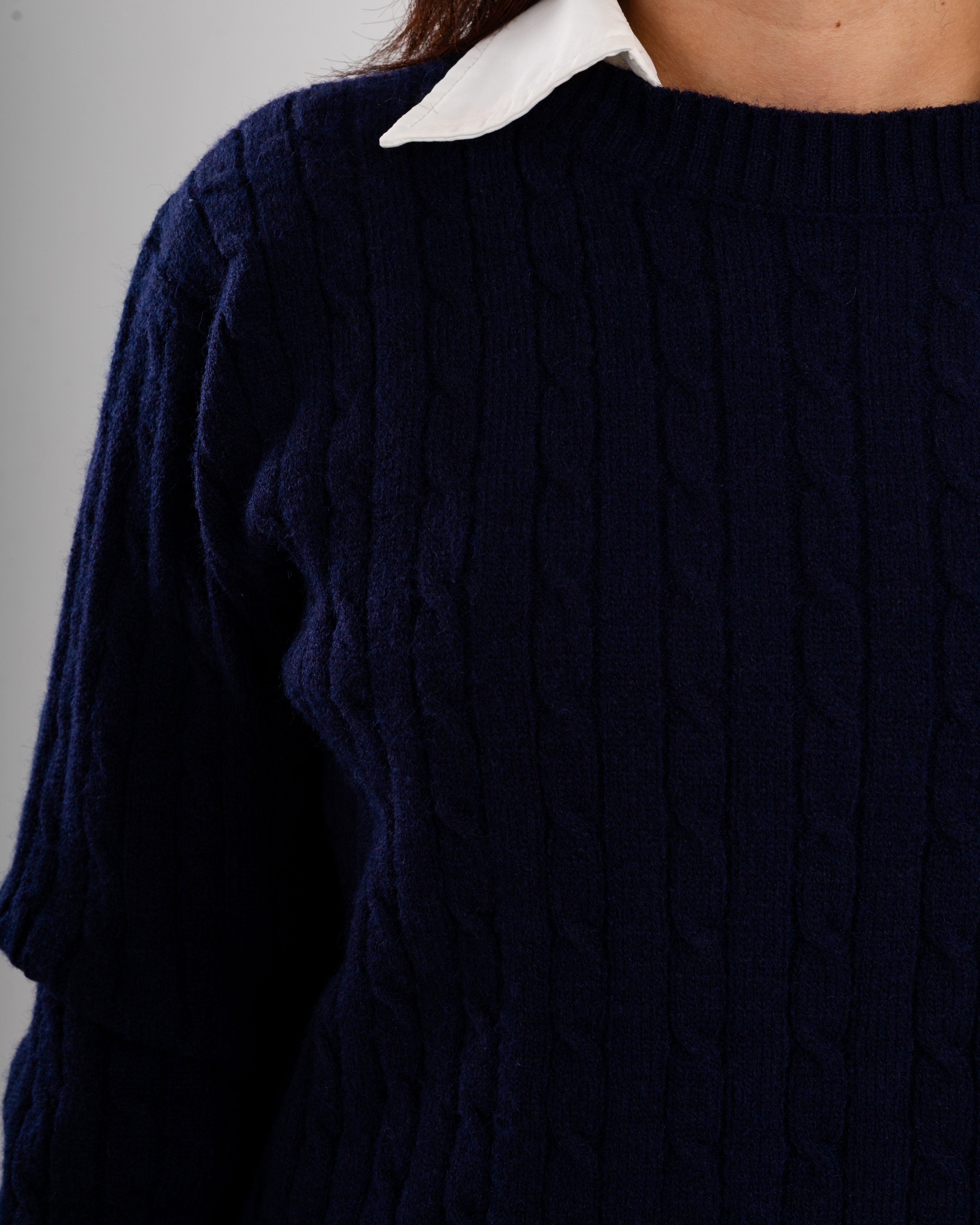 Navy Twist Knit Sweater
