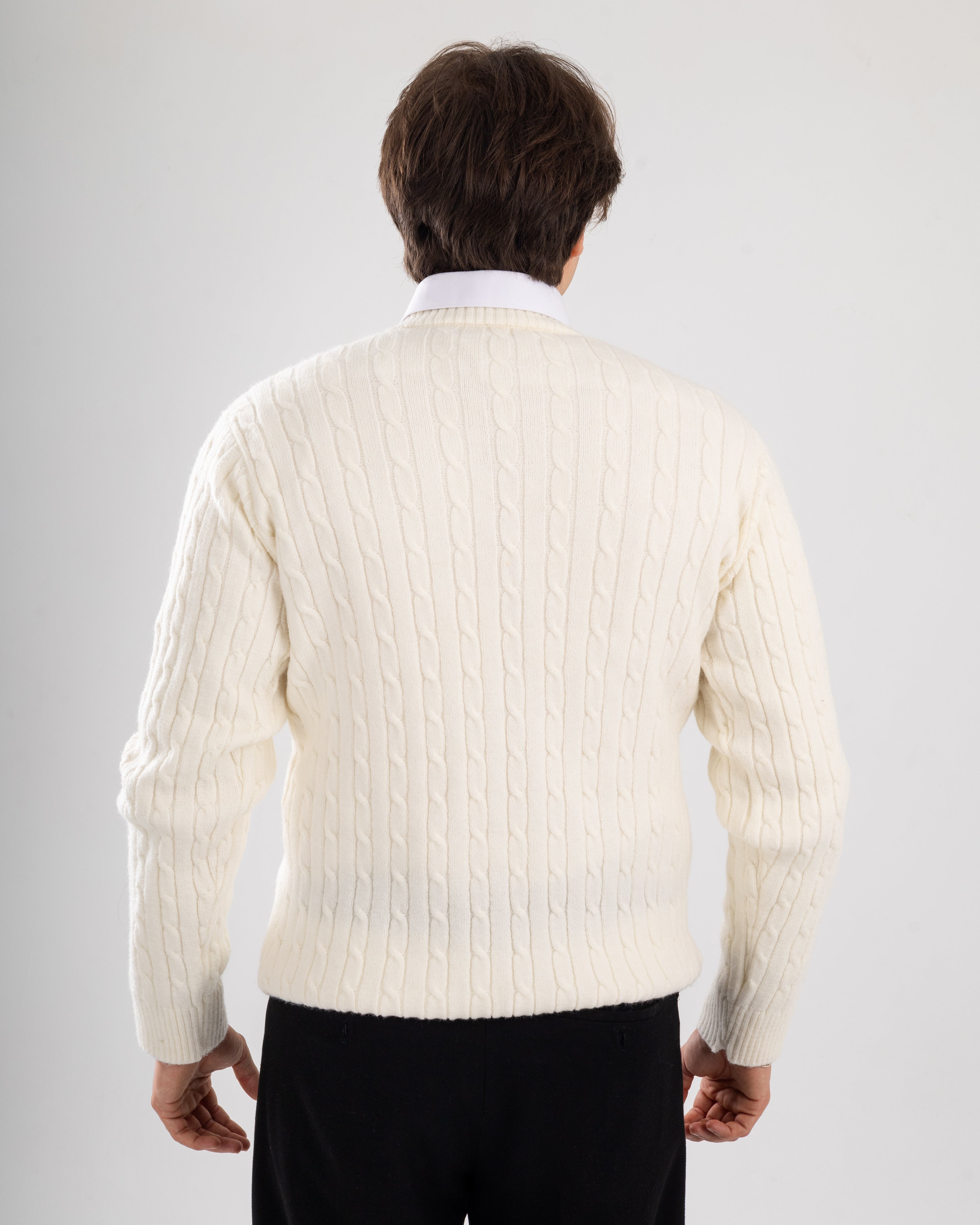 White Twist Knit Sweater